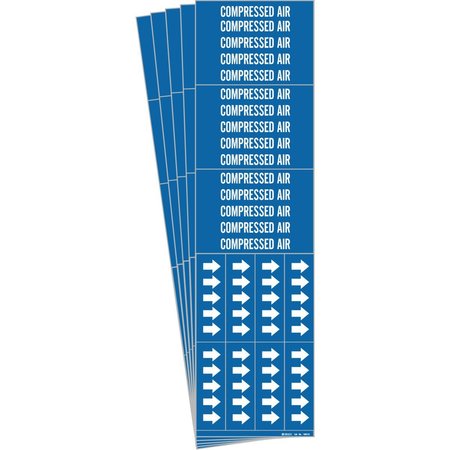 BRADY COMPRESSED AIR Pipe Marker Style 3C Arrows Polyester WT on BL 3 per Card, 5 PK 105810-PK